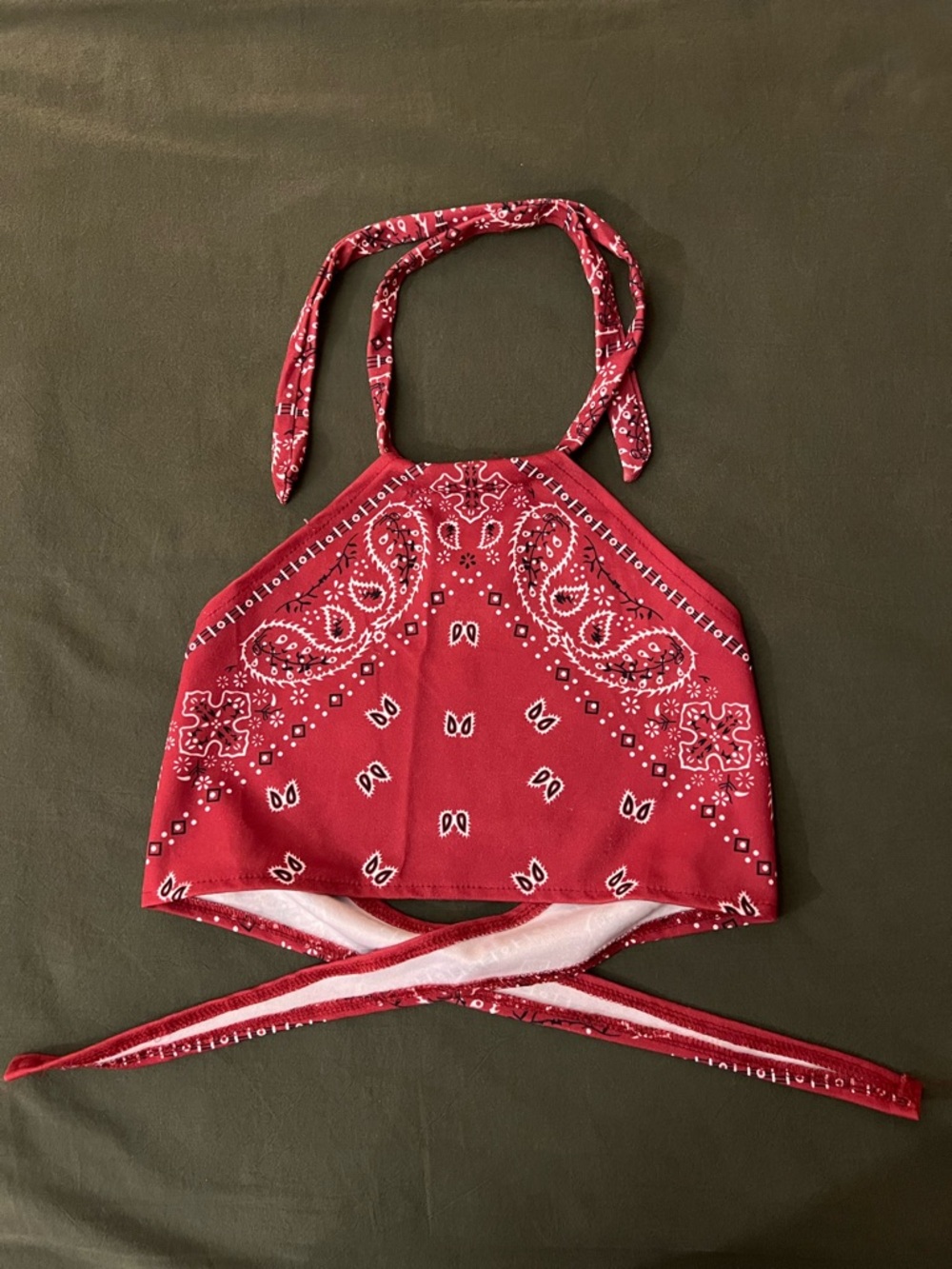Red Bandana Halter Crop Top